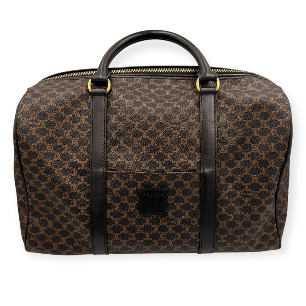 Celine Vintage Macadam Boston Bag Triomphe Canvas